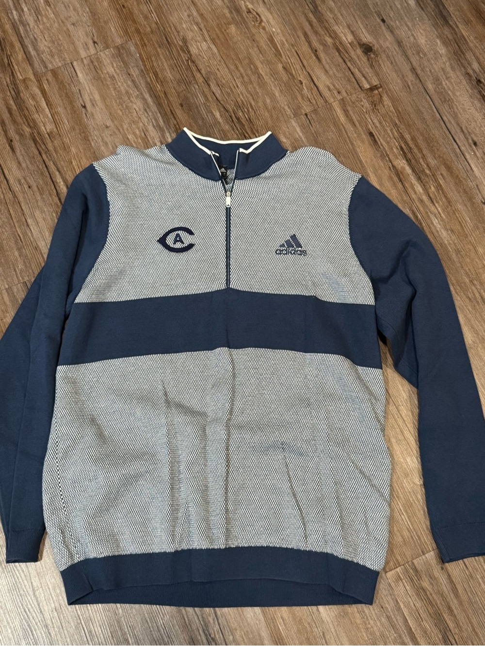 Adidas UC Davis Sweater 1/4 Zip Pullover Men’s Size Large  Navy Grey NCAA